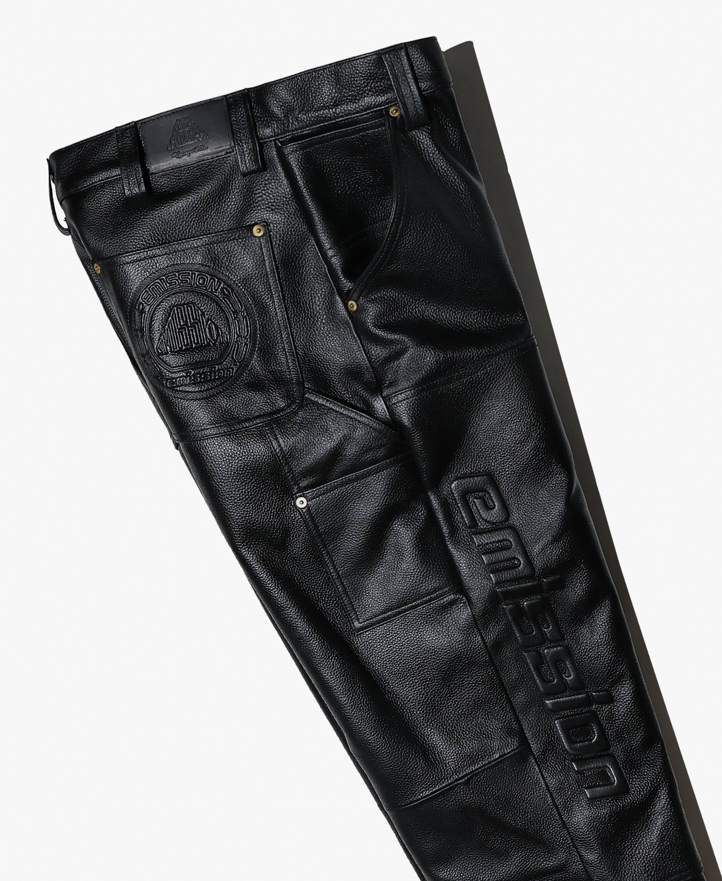 EMISSION Leather Double Knee Painter Pants【Black】