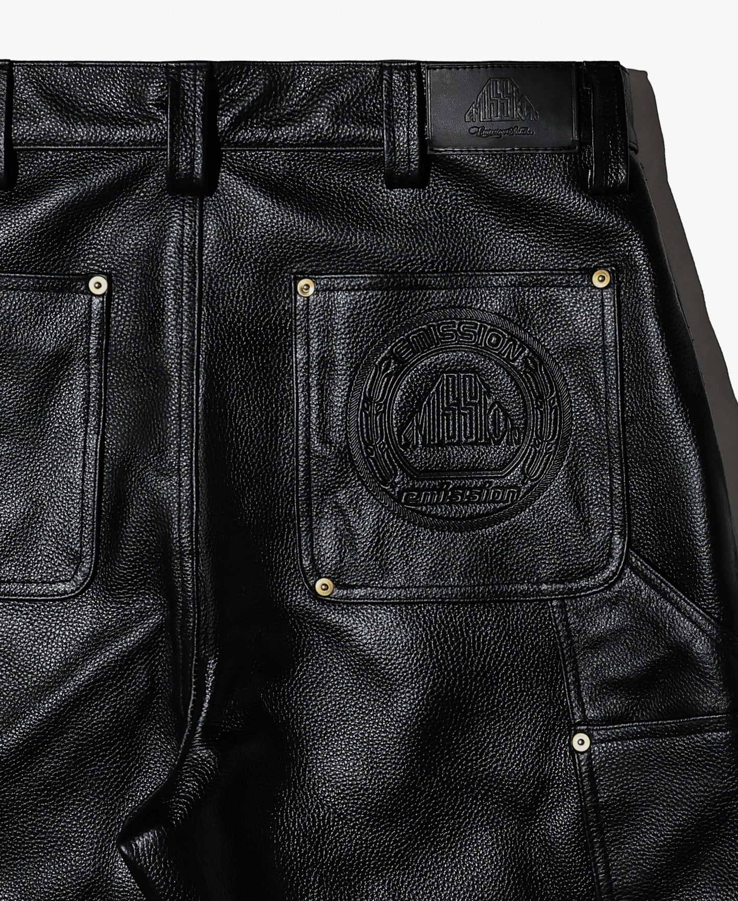 EMISSION Leather Double Knee Painter Pants【Black】