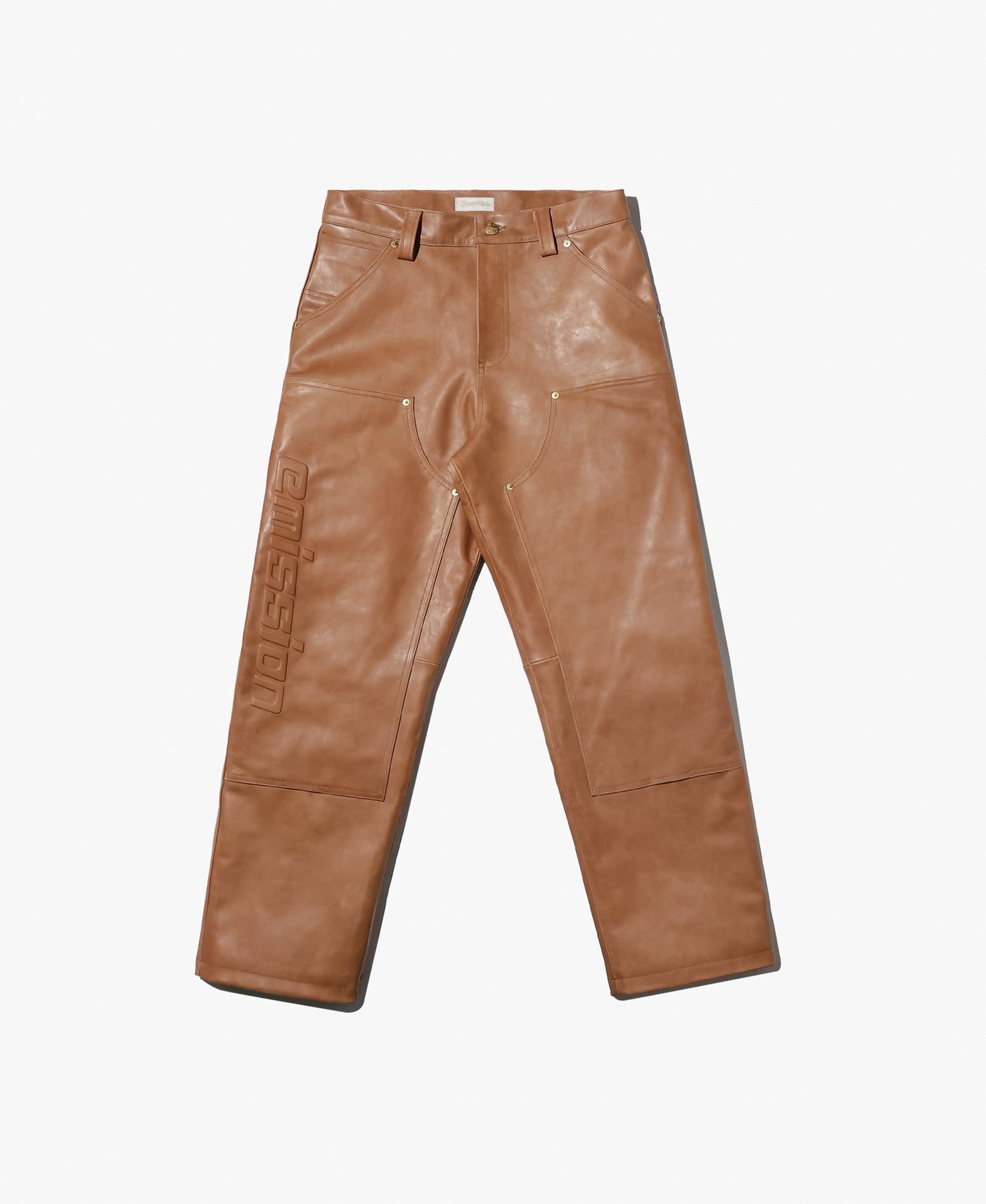 EMISSION Leather Double Knee Painter Pants【Brown】