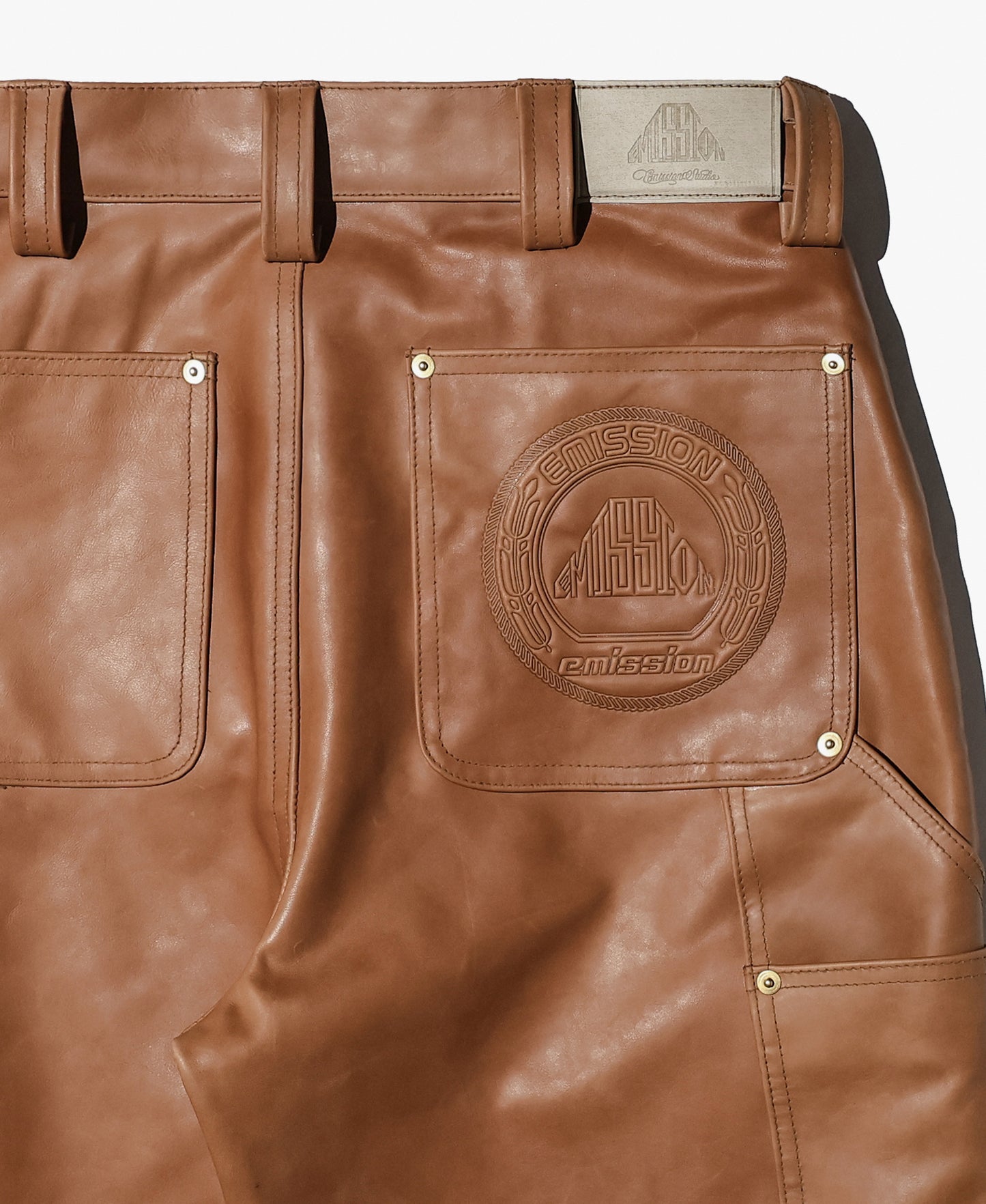 EMISSION Leather Double Knee Painter Pants【Brown】