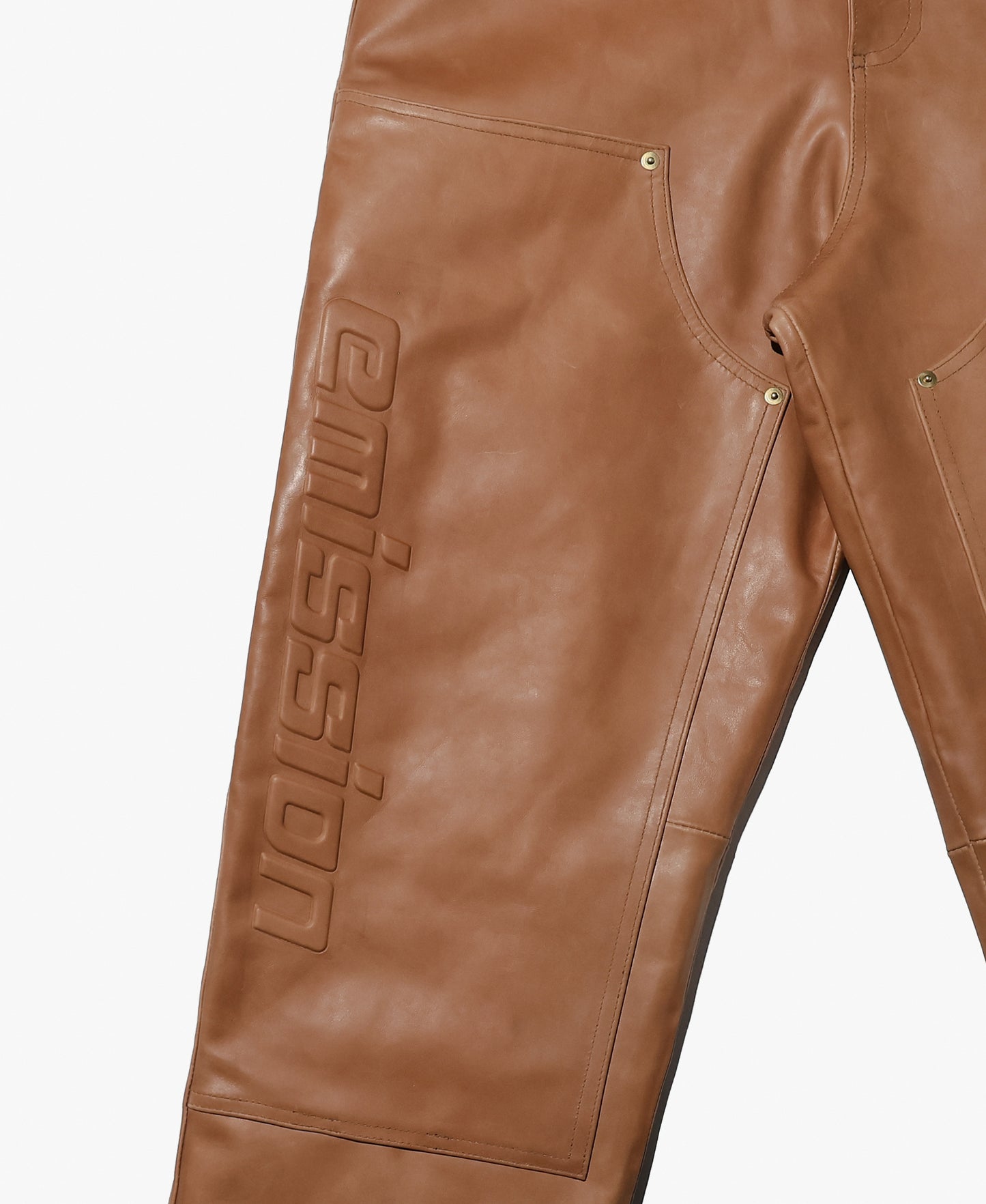 EMISSION Leather Double Knee Painter Pants【Brown】